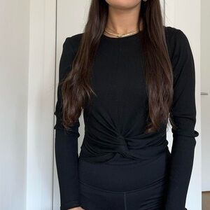 Zara Black Long-Sleeve Top with Knot Detail